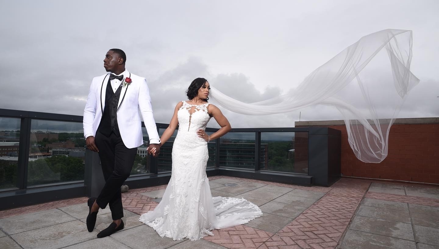 bride and groom at The Hotel UMD
